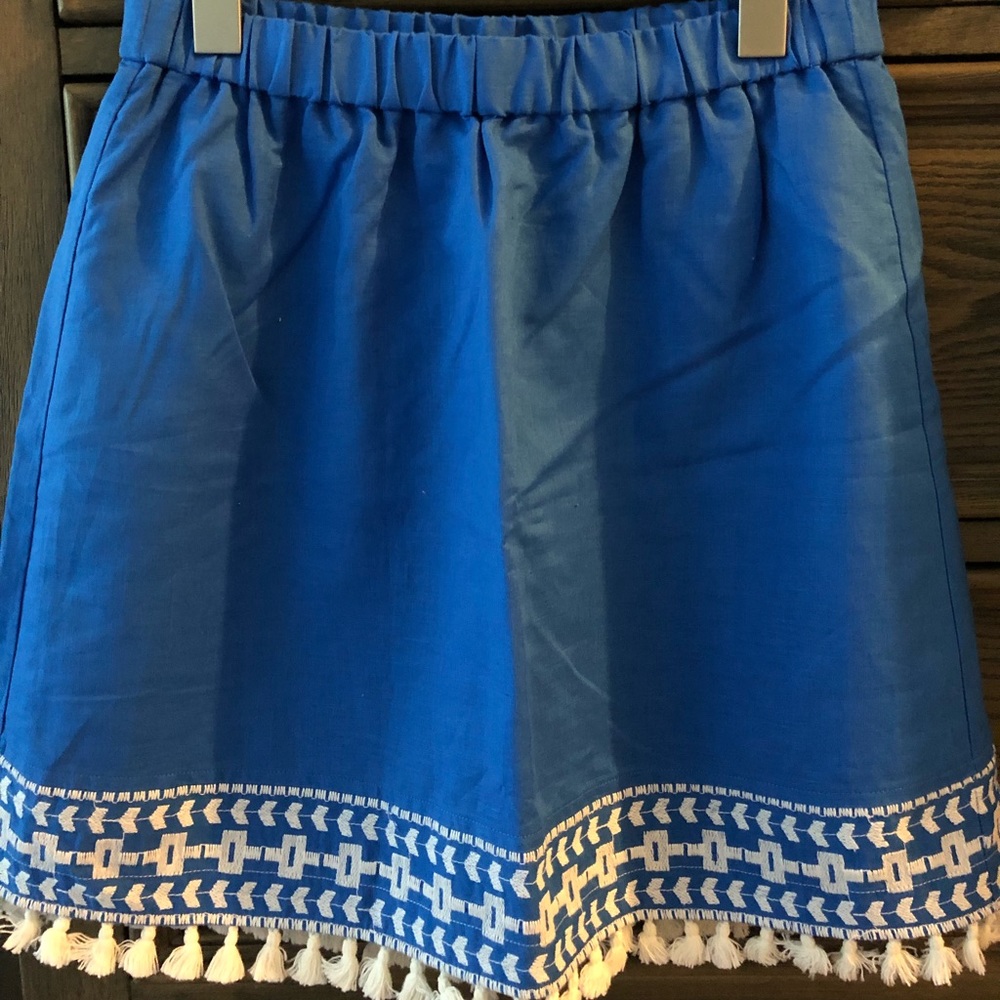 J. Crew blue skirt with fringe detail